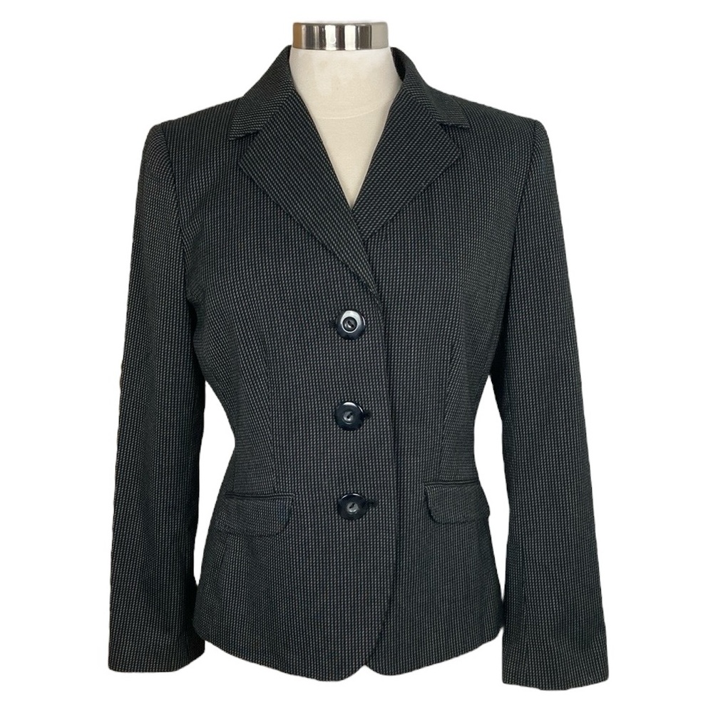 Sigrid Olsen Black Pinstripe Classic 3 Button Blazer, Size 10